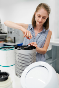 Female engineer working on protoype