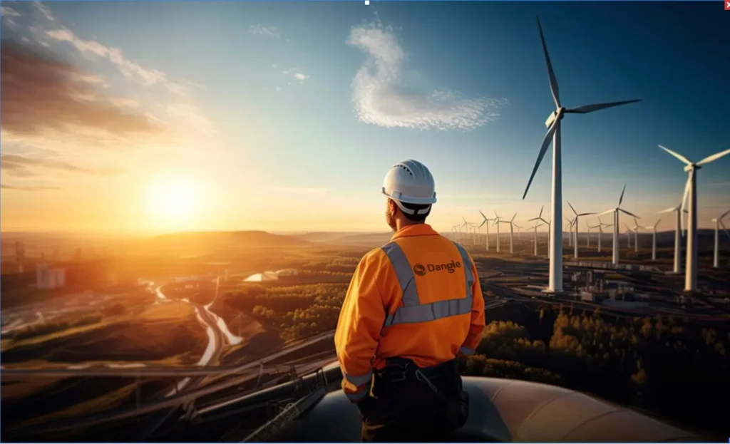 Dangle Academy worker on wind turbine